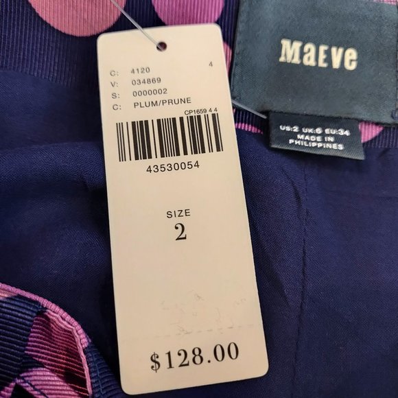 Maeve Anthropologie Womens NWT Plum Prune Zadie Dot Corset Lace Up Lined Skirt 2 - Picture 9 of 11